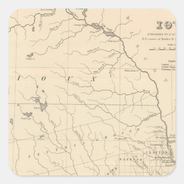 Iowa 2 quadratischer aufkleber (Vorderseite)