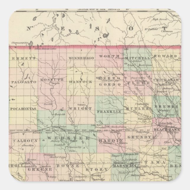 Iowa 2 quadratischer aufkleber (Vorderseite)