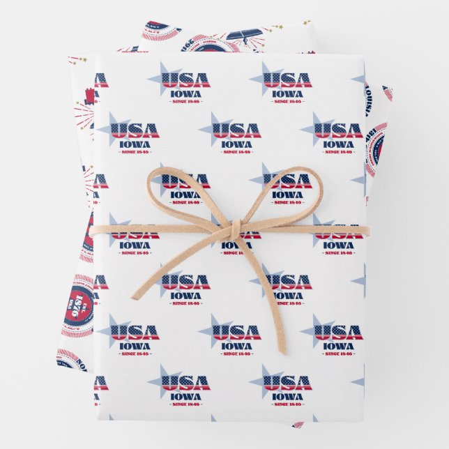 Iowa, 50 Staaten, Liberty Bell Geschenkpapier Set (Beispiel)