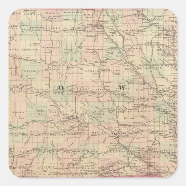 Iowa 6 quadratischer aufkleber (Vorderseite)