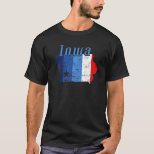Iowa American Staat Kontur Map Usa T-Shirt