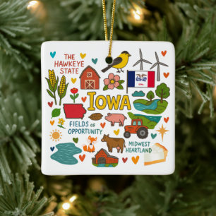 Iowa Benutzerdefinierte Familientrip Weihnachten Keramikornament