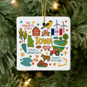 Iowa Benutzerdefinierte Familientrip Weihnachten Keramikornament