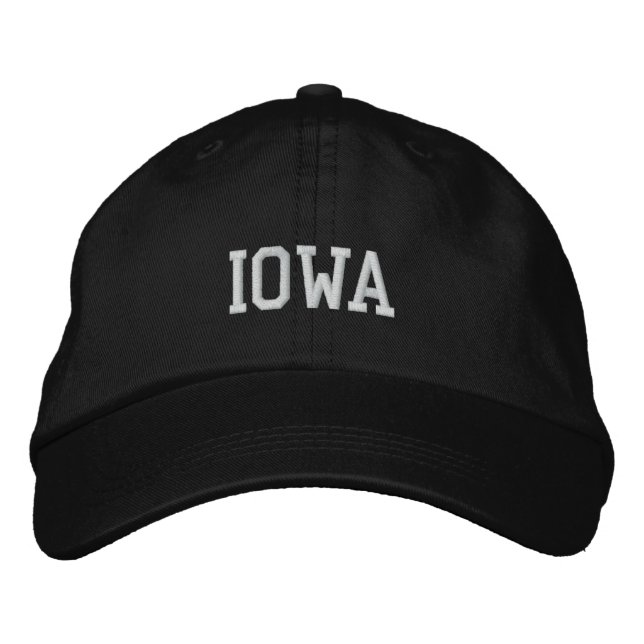 Iowa bestickte, anpassbare Cap Black Bestickte Kappe (Vorderseite)
