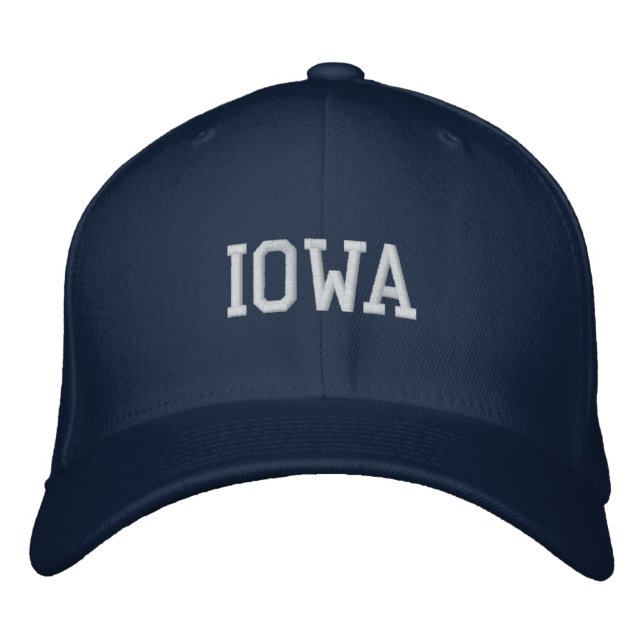 Iowa bestickte Flecht-Wolle Cap Navy Baseballkappe (Vorderseite)