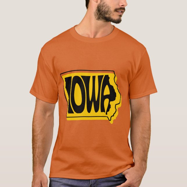Iowa Black and Gold State Typography Artwork T-Shirt (Vorderseite)