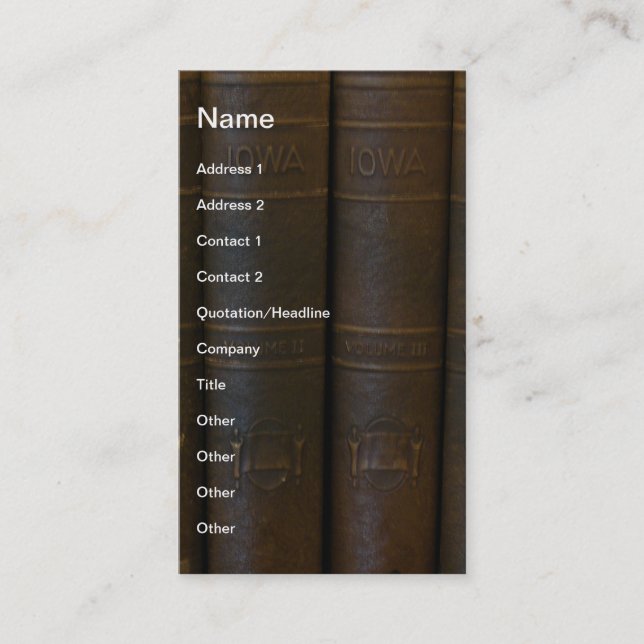 Iowa Books Visitenkarte (Vorderseite)