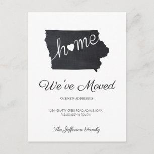 Iowa Chalkboard Staat Map Moving Postcard Ankündigungspostkarte