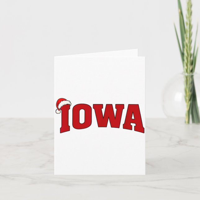 Iowa Christmas Santa Hat Retro Throwback Souvenir  Karte (Vorderseite)