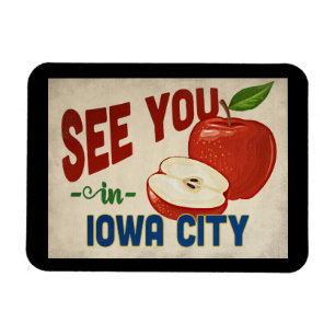 Iowa City Iowa Apple - Vintage Travel Magnet