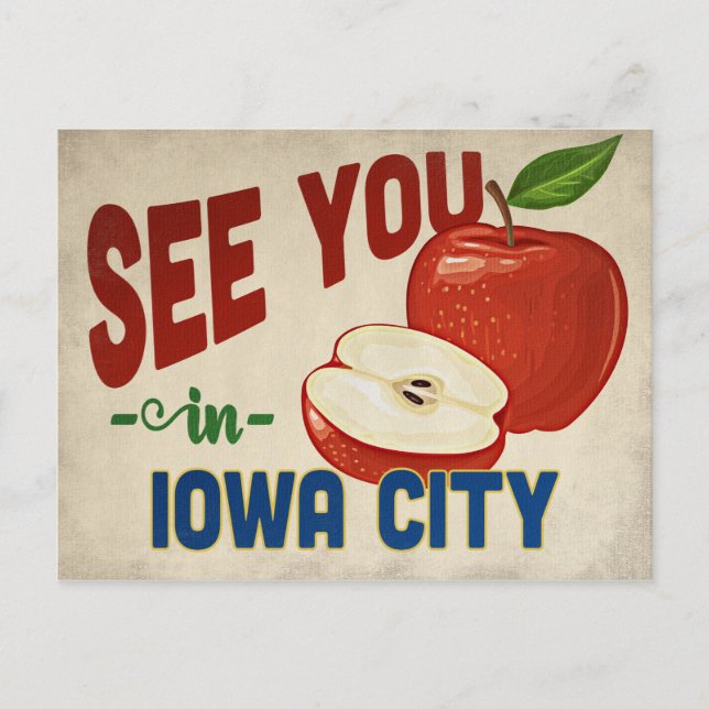 Iowa City Iowa Apple - Vintage Travel Postkarte (Vorderseite)