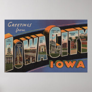 Iowa City, Iowa - Große Briefmarkenszenen Poster