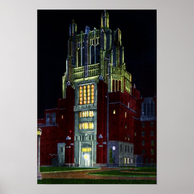 Iowa City Iowa Hospital Tower at Night Poster (Vorne)
