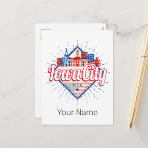 Iowa City United Staaten Retro Skyline Vintag USA Feiertagspostkarte