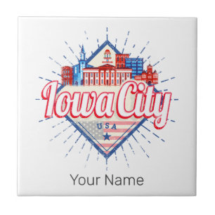 Iowa City United Staaten Retro Skyline Vintag USA Fliese