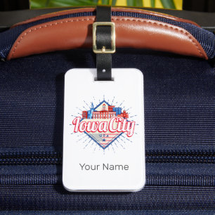 Iowa City United Staaten Retro Skyline Vintag USA Gepäckanhänger