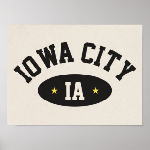 Iowa City Vintage Sportliches Hochschulplakat Poster