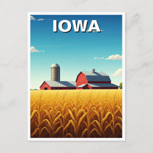 Iowa Cornfield Red Barn Postkarte