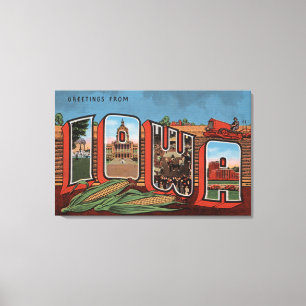Iowa (Cornfields & Corn) - Große Buchstabenszenen Leinwanddruck