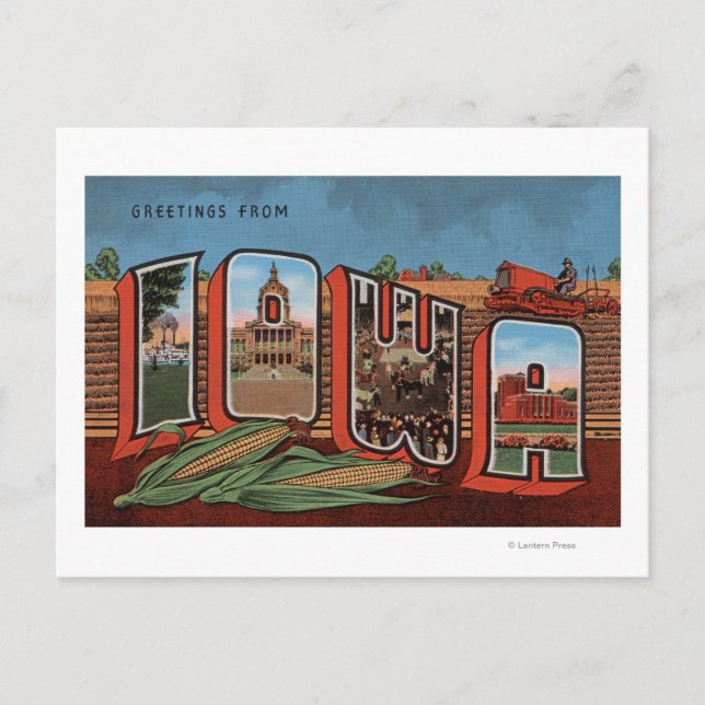Iowa (Cornfields & Corn) - Große Buchstabenszenen Postkarte (Vorderseite)