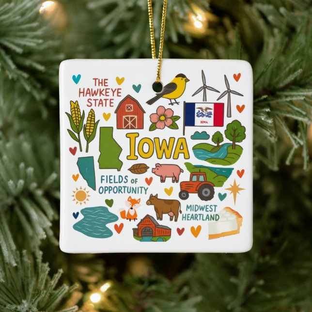 Iowa Custom Family Trip Christmas Keramikornament (Baum)
