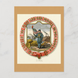 Iowa Die Staat-Waffen (1876) Postkarte