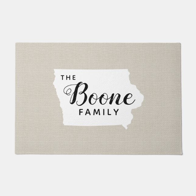 Iowa Family Monogram Staat Doormat Fußmatte (Vorderseite)