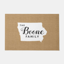 Iowa Family Monogram Staat Doormat