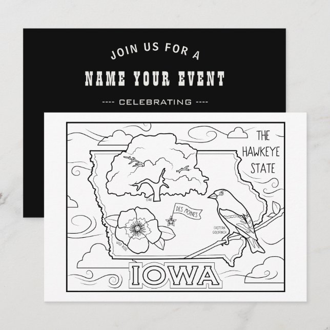 Iowa Farbe Ich Collage Einladung (Vorne/Hinten)