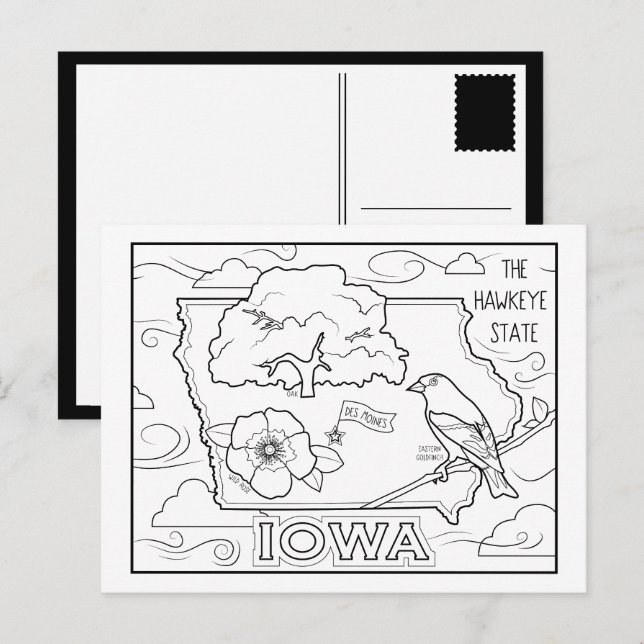 Iowa Farbe Ich Collage Postkarte (Vorne/Hinten)