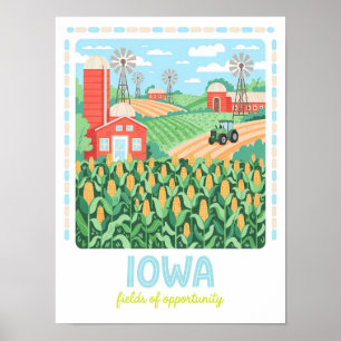 Iowa Felder der Möglichkeiten USA Sommer Reise Poster