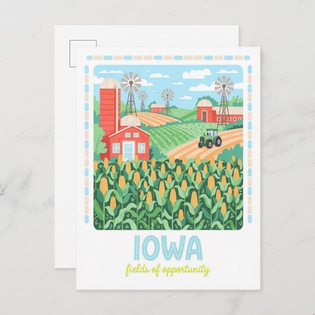 Iowa Fields of Opportunity USA Summer Travel Postkarte (Vorne/Hinten)