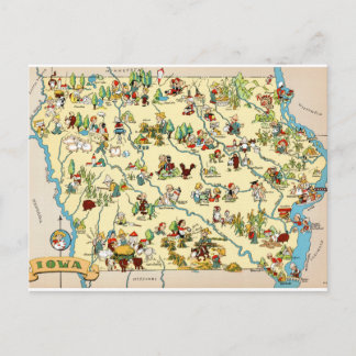 Iowa Funny Vintag Map Postkarte