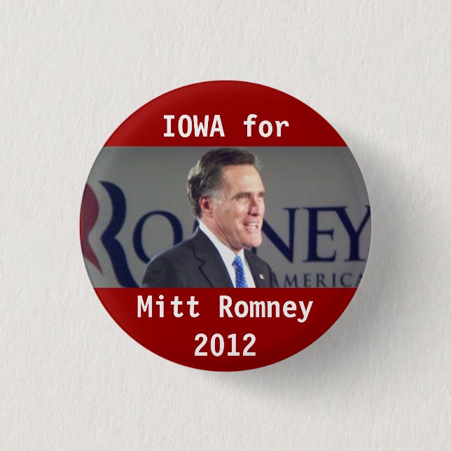 Iowa für Mitt Romney Foto-politischen Knopf 2012 Button (Vorderseite)