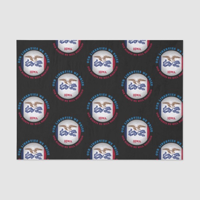 IOWA HAWKEYE STAAT FLAG SEIDENPAPIER (Vorderseite)