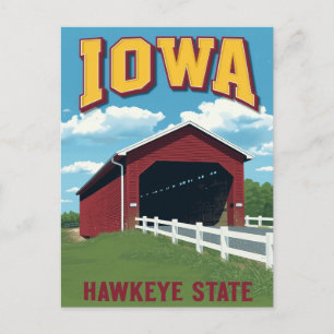 Iowa Hawkeye State Covered Bridge Vintage Postkarte