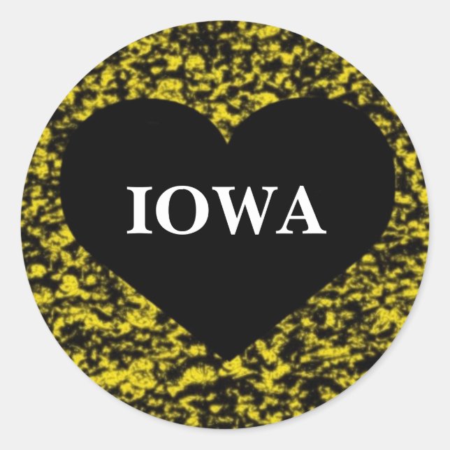 Iowa Heart Yellow Runder Aufkleber (Vorderseite)