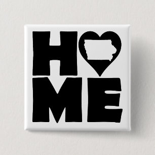 Iowa Home Heart State Button Badge