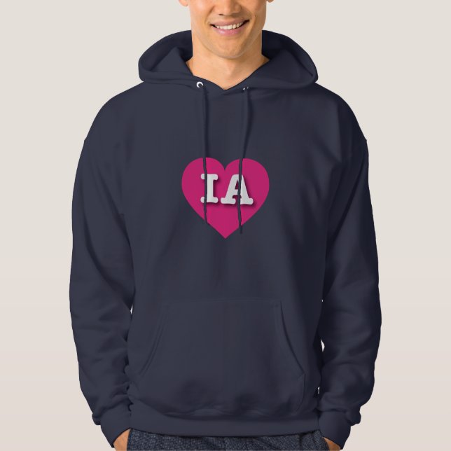 Iowa Hot Pink Heart - I Liebe IA Hoodie (Vorderseite)