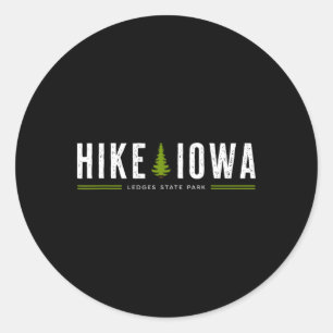 Iowa Ia Ledges State Park Wanderung Baum Retro Gra Runder Aufkleber