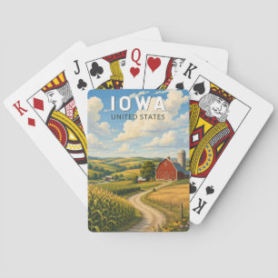 Iowa Illustration Reise Kunst Vintage Spielkarten