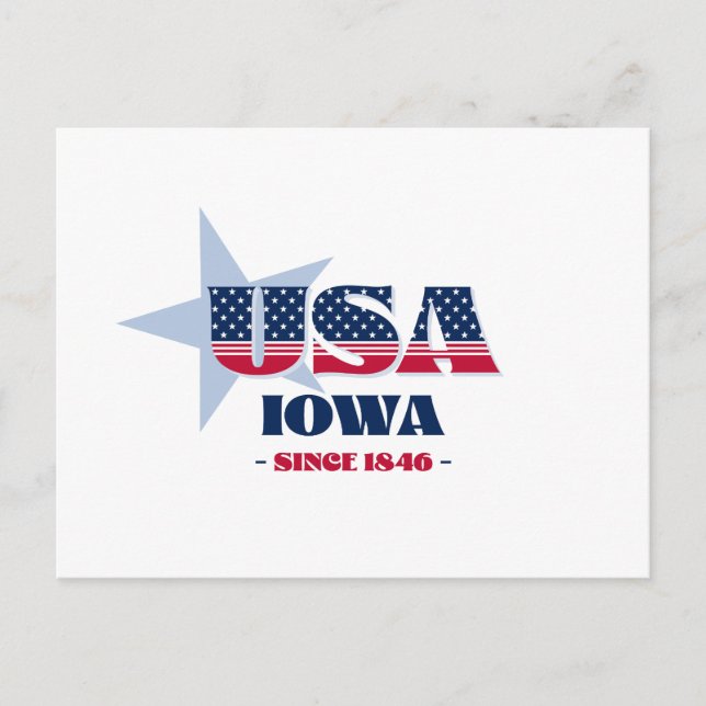 Iowa in roter, weißer und blauer Postkarte (Vorderseite)