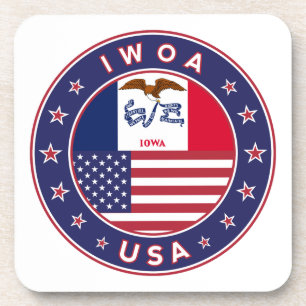 Iowa, Iowa-Aufkleber, Tasche, Uhr Getränkeuntersetzer