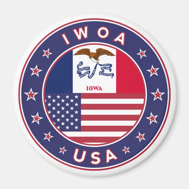 Iowa, Iowa-Aufkleber, Tasche, Uhr Magnet (Vorne)
