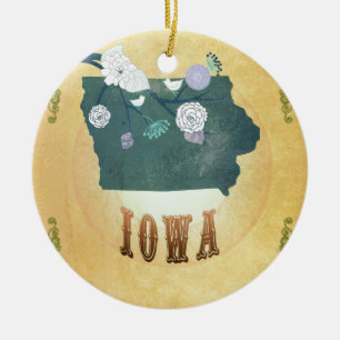 Iowa-Karte mit reizenden Vögeln Keramik Ornament