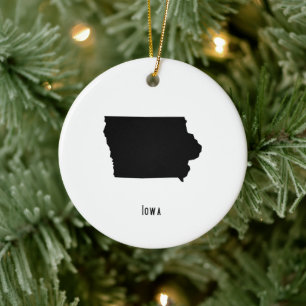 Iowa Karte - Schwarz und Weiß Moderne Iowa Karte Keramik Ornament