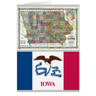 Iowa-Karte und Staats-Flagge