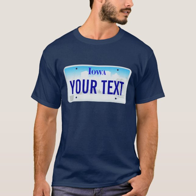 Iowa-Kfz-Kennzeichen T-Shirt (Vorderseite)