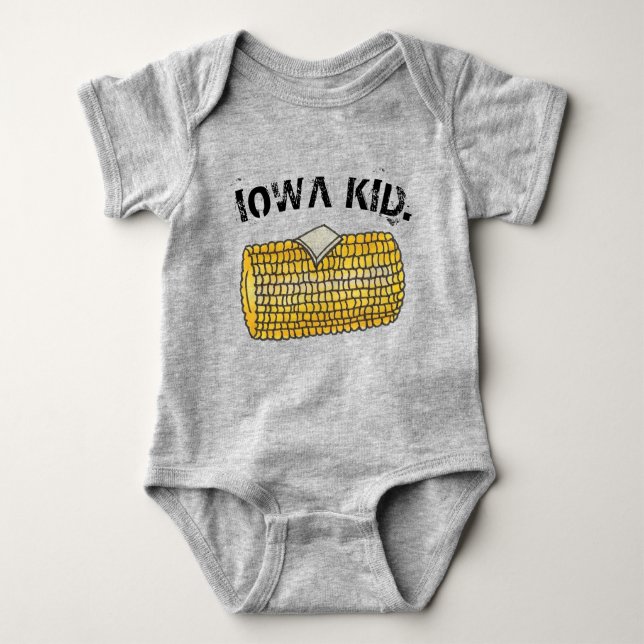 IOWA KID Gelber Butterkorn auf dem Cob Baby Strampler (Vorderseite)
