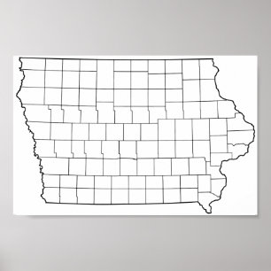 Iowa Landkreises Blank Kontur Map Poster